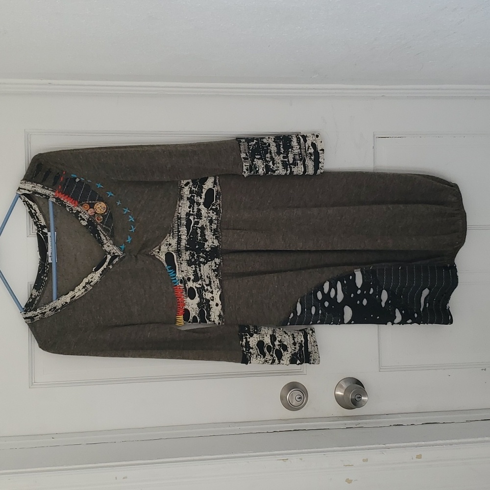 Forla Paris Large Art Dress Rag Doll Grey Stitches Patchwork 2000s